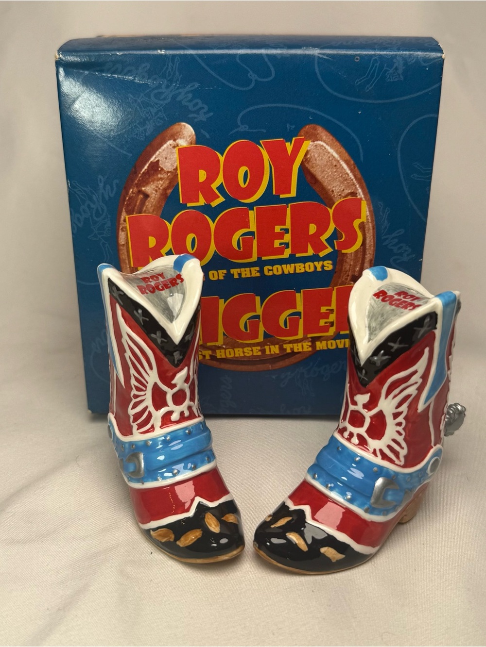 Roy Rogers Cowboy Boot Salt & Pepper Shakers – Red & Blue
